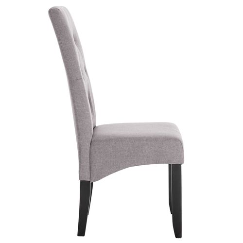 2x Chaises De Salle à Manger - 47x42x107 Cm - En Lin + Bois Massif - Gris Clair