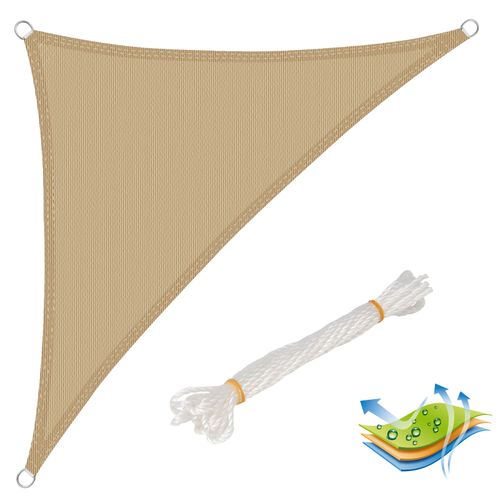 Voile D’ombrage 3x3x4.25 M Triangulaire En Hdpe.protection Contre Le Soleil. Sable