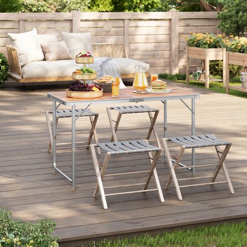Table De Camping Pliante.table De Jardin Pliable En Aluminium Et Mdf.120x60x70 Cm.chêne Clair