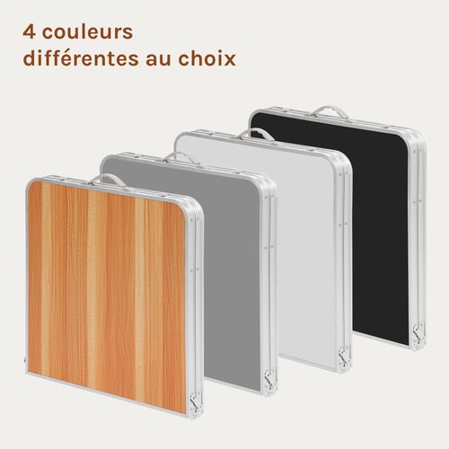 Table De Camping Pliante.table De Jardin Pliable En Aluminium Et Mdf.120x60x70 Cm.chêne Clair