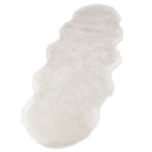 Tapis En Peau De Mouton Imitation. Tapis En Fourrure Longue. 180x60 Cm. Blanc