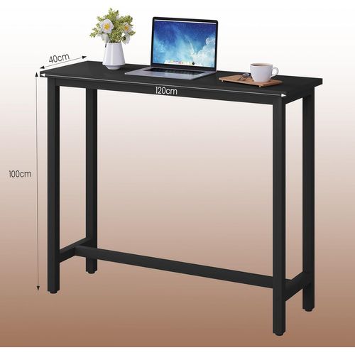 1 X Table De Bar.table à Manger. Structure En Métal. Plateau En Bois Massif. 120x40x100 Cm. Noir