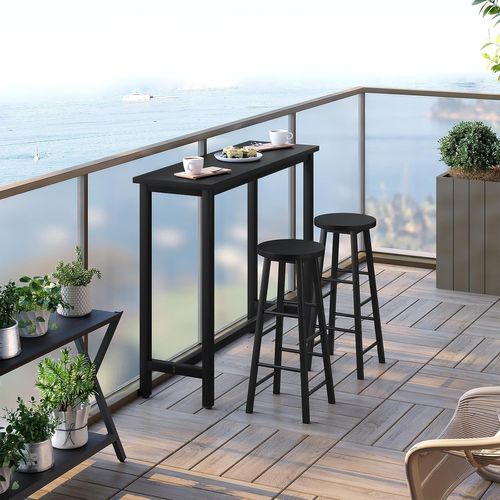 1 X Table De Bar.table à Manger. Structure En Métal. Plateau En Bois Massif. 120x40x100 Cm. Noir