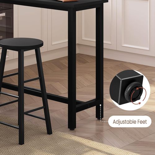 1 X Table De Bar.table à Manger. Structure En Métal. Plateau En Bois Massif. 120x40x100 Cm. Noir