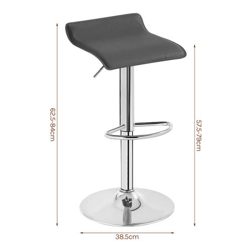 Tabouret De Bar En Similicuir-Tabouret De Bar Pivotant-Hauteur Réglable-Gris