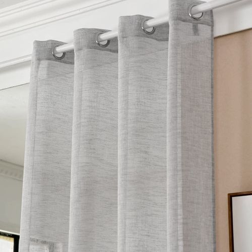 2 Pièces Rideaux Semi-transparents. Voilage à Oeillets. 140x225cm. Gris Clair. Vh5862hgr-2