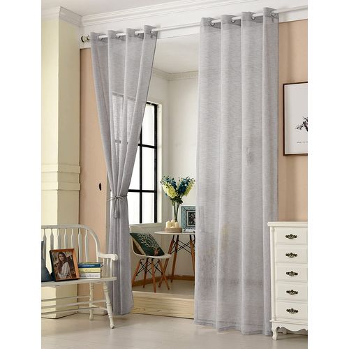 2 Pièces Rideaux Semi-transparents. Voilage à Oeillets. 140x225cm. Gris Clair. Vh5862hgr-2