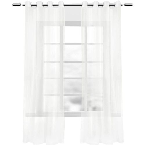 2 Pièce Rideau Voilage Transparent à Oeillets. Décoration Pour Fenêtre. 140x225 Cm. Crème