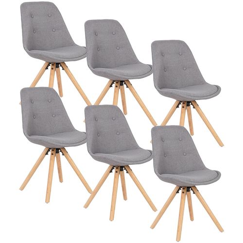 Lot De 6 Chaise De Salle à Manger.siège En Lin.chaise De Cuisine.pied En Bois.style Nordique.gris