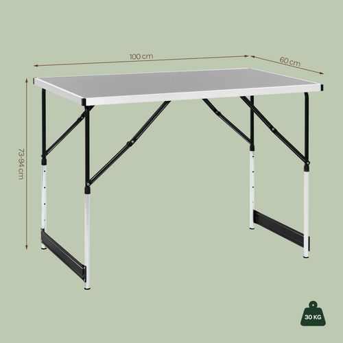Table De Camping Pliante. Table De Jardin Pliable En Aluminium Et Mdf.100x60x94 Cm. Gris