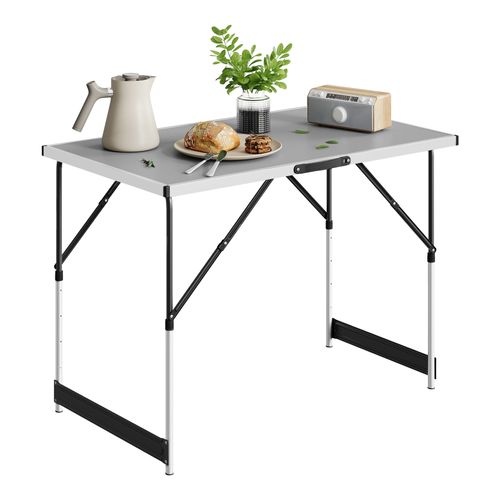 Table De Camping Pliante. Table De Jardin Pliable En Aluminium Et Mdf.100x60x94 Cm. Gris