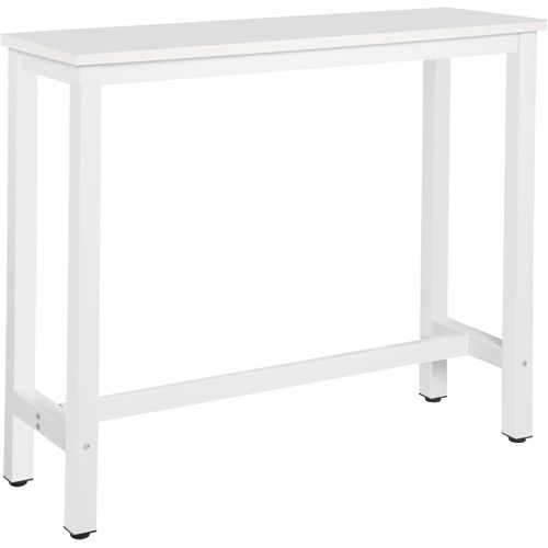 1 X Table De Bar.table à Manger.structure En Métal.plateau En Bois Massif.120x40x100 Cm.blanc