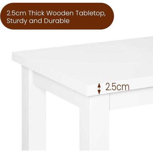1 X Table De Bar.table à Manger.structure En Métal.plateau En Bois Massif.120x40x100 Cm.blanc