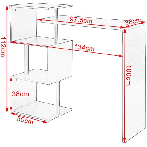 Table De Bar Rotatif En Mdf Et Métal. Table De Cuisine Avec 3 Tablettes. 134x38x112cm. Blanc