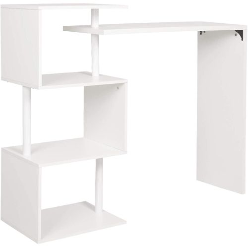 Table De Bar Rotatif En Mdf Et Métal. Table De Cuisine Avec 3 Tablettes. 134x38x112cm. Blanc