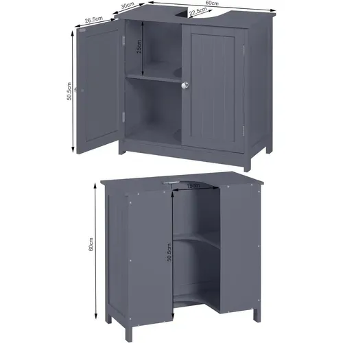 Meuble De Salle De Bain En Bois. Meuble De Rangement. Armoire De Salle De Bain 60x60x30 Cm. Gris