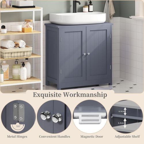 Meuble De Salle De Bain En Bois. Meuble De Rangement. Armoire De Salle De Bain 60x60x30 Cm. Gris