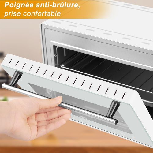 Mini Four Électrique 10L - 100-230℃, Minuterie 0-60min, 650W, Blanc