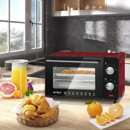 Mini Four Électrique 10l - 4 Modes De Cuisson - minuterie 0-60 Min. 650w - rouge