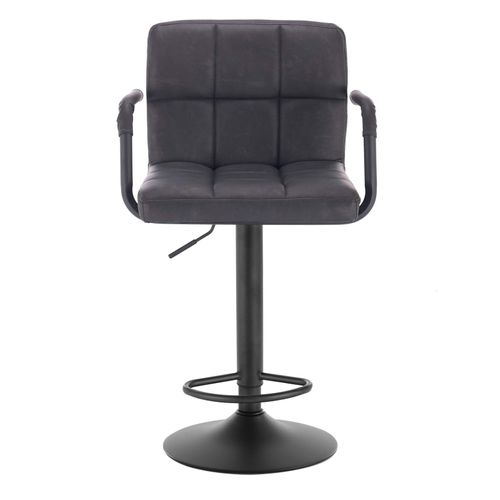 Lot De 2 Tabourets De Bar Avec Dossier - Siège Bien En Similicuir - Pieds En Acier - Noir