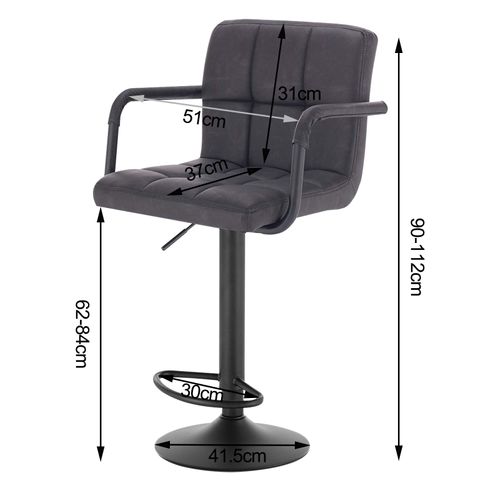 Lot De 2 Tabourets De Bar Avec Dossier - Siège Bien En Similicuir - Pieds En Acier - Noir
