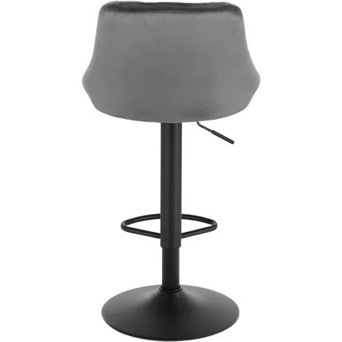Lot De 2 Tabourets De Bar Siège Bien En Velours - Hauteur Réglable Pieds En Métal - Gris Foncé