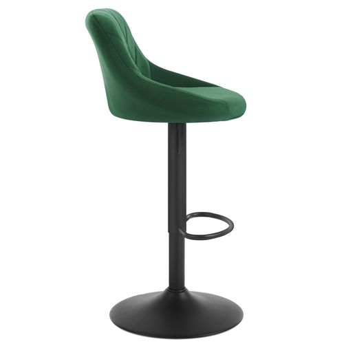Lot De 2 Tabourets De Bar Siège Bien En Velours - Hauteur Réglable Pieds En Métal - Vert Foncé