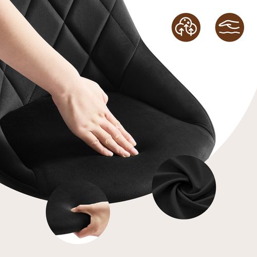 Tabouret De Bar Siège Bien Rembourré En Velours -Chaise De Bar-Hauteur Réglable Pieds En Métal-Noir