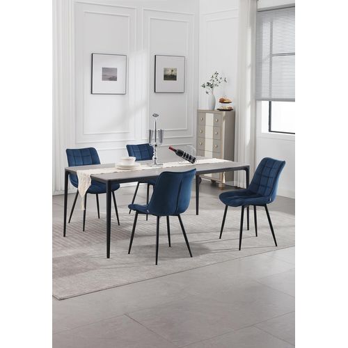2 X Chaises De Salle à Manger, Chaise De Cuisine, Siège En Velours Pieds En Métal, Bleu