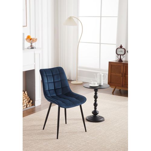 2 X Chaises De Salle à Manger, Chaise De Cuisine, Siège En Velours Pieds En Métal, Bleu