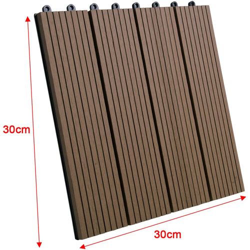 Lot De 11 Dalles De Terrasse En Composite Bois-plastique.1 M².30x30 Cm.café