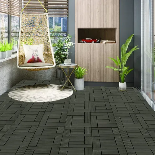 Lot De 11 Carrelages De Sol.30x30 Cm.jardin Terrasse Extérieur Fixation Plug-in.gris Clair(1 M²)