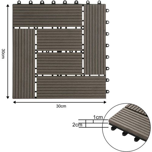 Lot De 11 Carrelages De Sol.30x30 Cm.jardin Terrasse Extérieur Fixation Plug-in.gris Clair(1 M²)