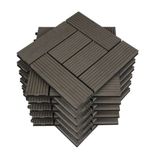 Lot De 11 Carrelages De Sol.30x30 Cm.jardin Terrasse Extérieur Fixation Plug-in.gris Clair(1 M²)