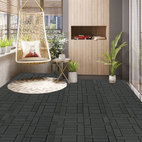 Lot De 11 Carrelages De Sol.30x30 Cm.pour Jardin Terrasse Extérieur Fixation Plug-in.café (1 M²)