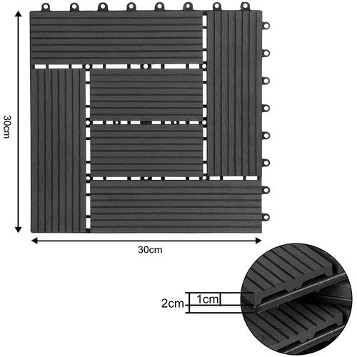 Lot De 11 Carrelages De Sol.30x30 Cm.pour Jardin Terrasse Extérieur Fixation Plug-in.café (1 M²)