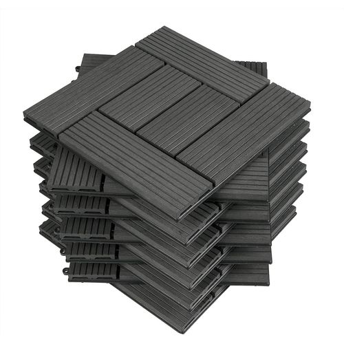 Lot De 11 Carrelages De Sol.30x30 Cm.pour Jardin Terrasse Extérieur Fixation Plug-in.café (1 M²)