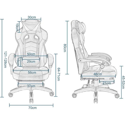 Fauteuil De Bureau.Chaise De Gaming Avec Appuie-tête+Coussin Lombaire.Siège En Similicuir.Noir+Gris