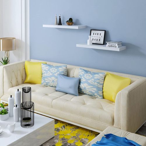 Lot De 2 Étagère Murale 40x22.9x3.8cm Blanc