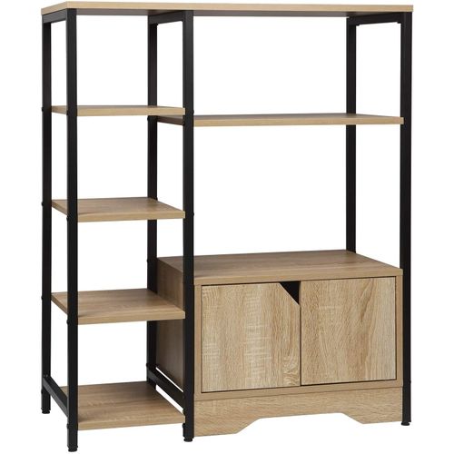 Étagères De Rangement En Métal+MDF. Bibliothèque. 80x35x97cm. Chêne Clair
