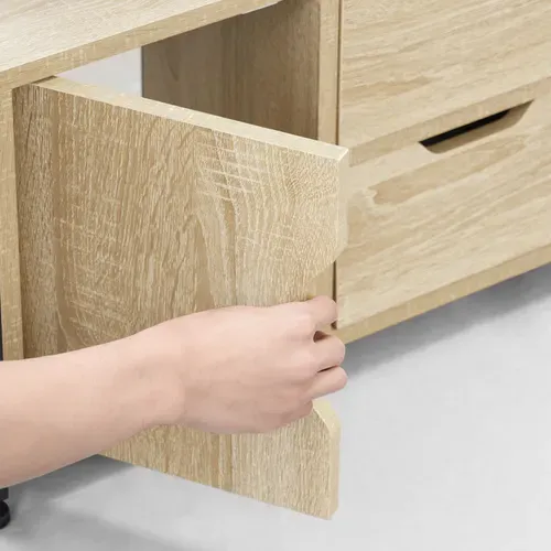 Étagère De Rangement Avec Tiroirs. Bibliothèque En Métal+ Mdf. 58x24x120 Cm. Chêne Clair