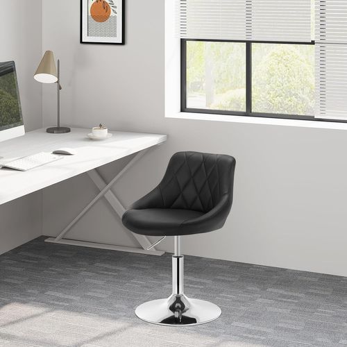 Lot De 2 Tabourets De Bar En Similicuir-tabourets De Rotatif Pieds En Métal-hauteur Réglable-noir