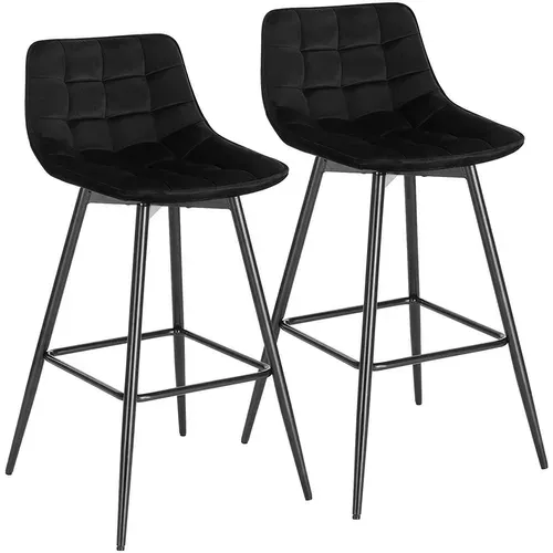 Lot De 2 Tabourets De Bar - Tabourets Pour Bar - Bistro - Siège En Velours - Pieds En Métal - Noir