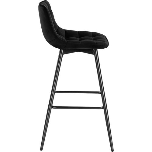 Lot De 2 Tabourets De Bar - Tabourets Pour Bar - Bistro - Siège En Velours - Pieds En Métal - Noir