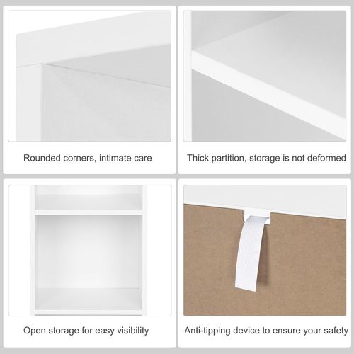 Bibliothèque Casier à Livres En Mdf. Étagère De Rangement. Étagère De Bureau 30x23.5x132.2cm. Blanc