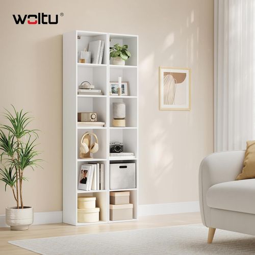 Bibliothèque Mdf Étagère De Rangement. Bibliothèque Armoire En Mdf 30x23.5x158.4cm. Blanc