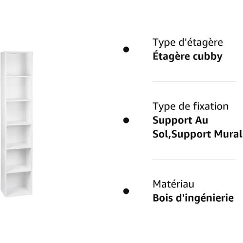 Bibliothèque Mdf Étagère De Rangement. Bibliothèque Armoire En Mdf 30x23.5x158.4cm. Blanc