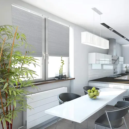 Store Plissé Nid D'abeille.sans Perçage Avec Porte-pince.store Plissé Antisolaire85x130 Cmblanc+gris
