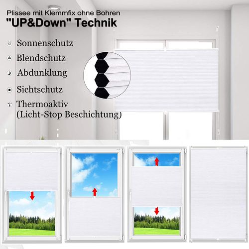 Store Plissé Nid D'Abeille Estika 70x180 Cm Marron – Occultant Thermique Avec Perçage, Isolation Chaleur/Froid, Up&Down Total – Rideau Fenêtre Chambre Salon