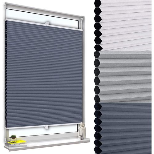 Store Plissé Nid D'abeille Sans Perçage Avec Porte-pince.store Antisolaire.60x130 Cmblanc+bleu